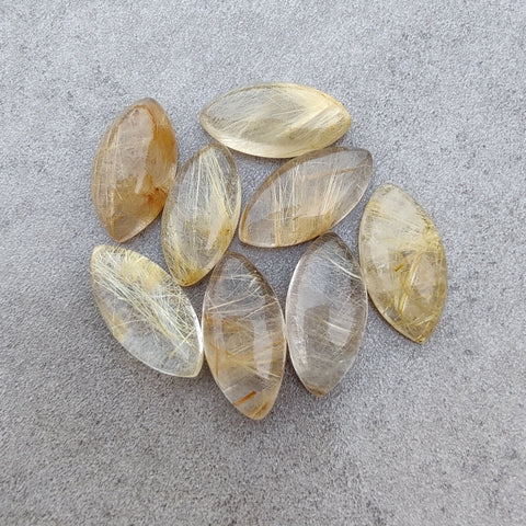 Natural Golden Rutile Marquise Shape Cabochon AAA+ Quality Flat Back Calibrated Wholesale Gemstones, All Sizes Available