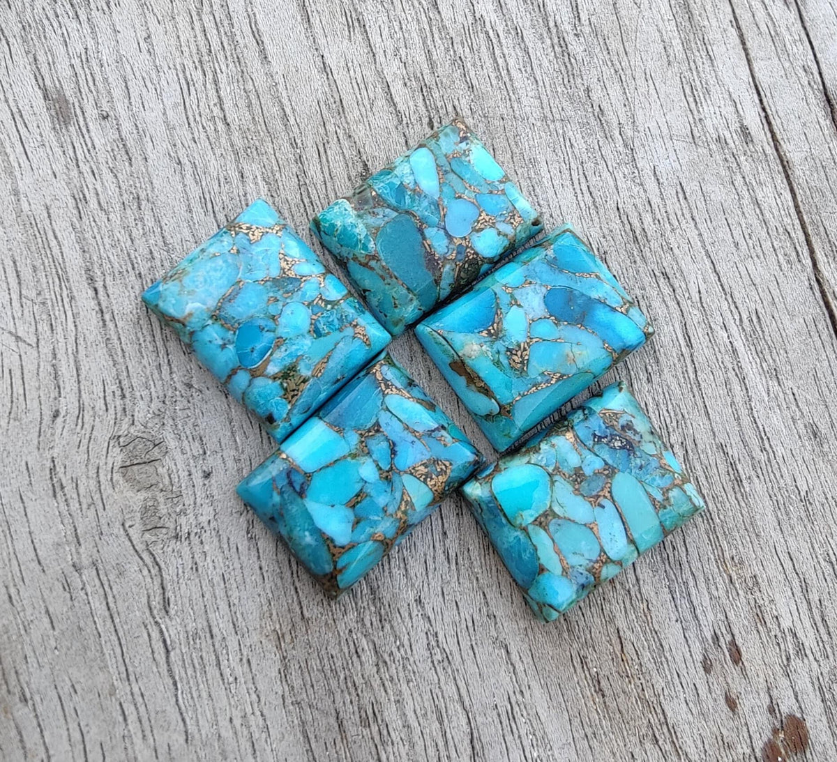 AAA+ Quality Natural Blue Copper Turquoise Rectangle Shape Cabochon Flat Back Calibrated Wholesale Gemstones, All Sizes Available