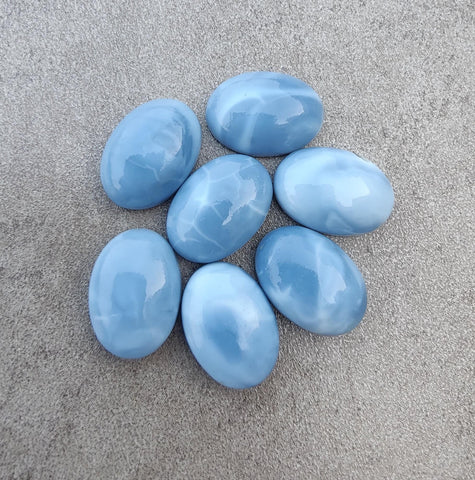 Natural Blue Opal Oval Shape Cabochon Flat Back AAA+ Quality Calibrated Wholesale Gemstones, All Sizes Available