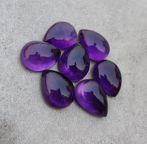 Natural Amethyst Teardrop Shape Cabochon Flat Back Calibrated Pear Shape AAA+ Quality Wholesale Gemstones, All Sizes Available