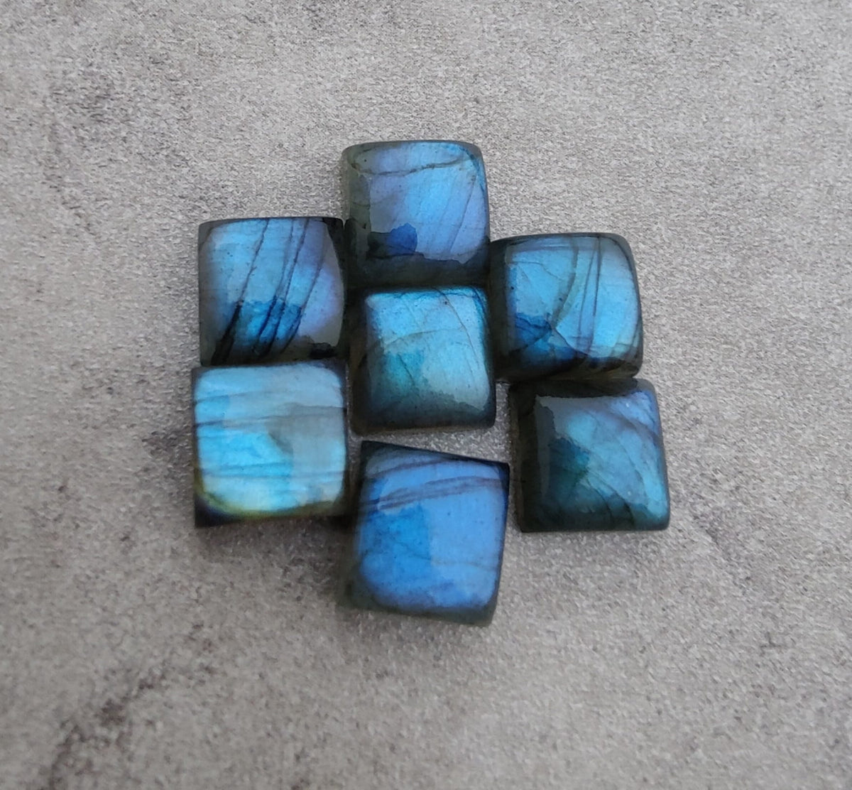 AAA+ Quality Natural Labradorite Square Shape Cabochon Flat Back Calibrated Wholesale Gemstones, All Sizes Available