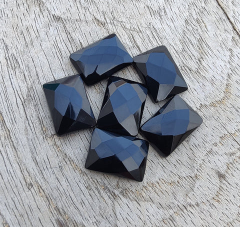 Natural Black Onyx Rectangle Shape Checker Cut Flat Back Calibrated AAA+ Quality Wholesale Gemstones, All Sizes Available