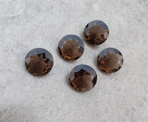 Natural Smoky Quartz Round Shape Faceted Cut Calibrated AAA+ Quality Wholesale Gemstones, All Sizes Available