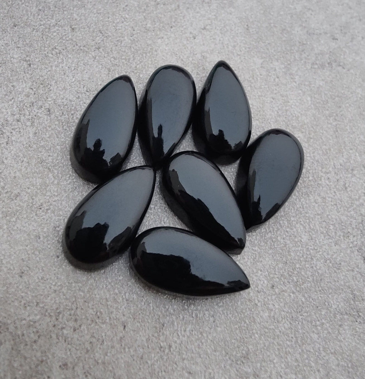 Natural Black Onyx Big Teardrop Shape Cabochon Flat Back Calibrated AAA+ Quality Pear Shape Wholesale Gemstones, All Sizes Available