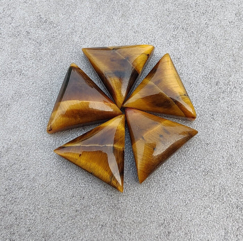 Natural Tiger Eye Triangle Shape Cabochon Flat Back Calibrated Wholesale AAA+ Quality Gemstones, All Sizes Available