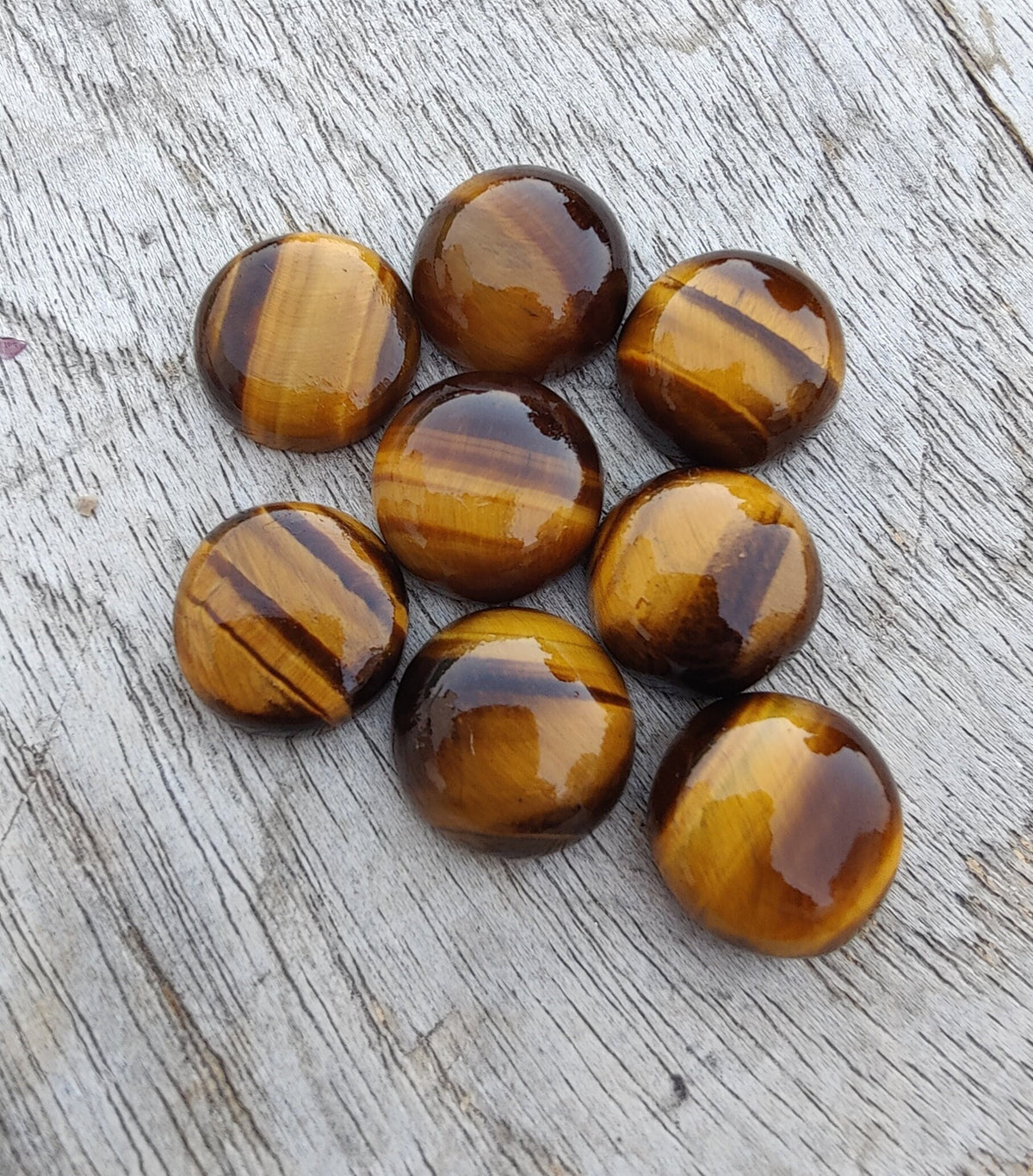 Natural Tiger Eye Round Shape Cabochon Flat Back Calibrated Wholesale AAA+ Quality Gemstones, All Sizes Available