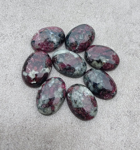 AAA+ Quality Natural Eudialyte Oval Shape Cabochon Flat Back Calibrated Wholesale Gemstones, All Sizes Available