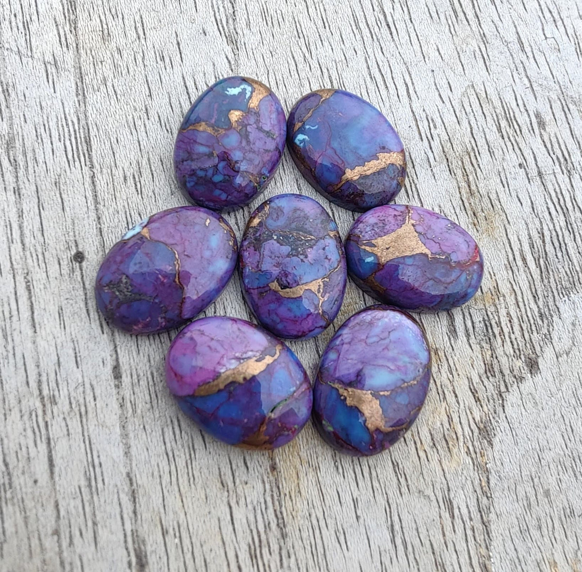 Natural Purple Bronze Turquoise Oval Shape Cabochon Flat Back AAA+ Quality Calibrated Wholesale Gemstones, All Sizes Available