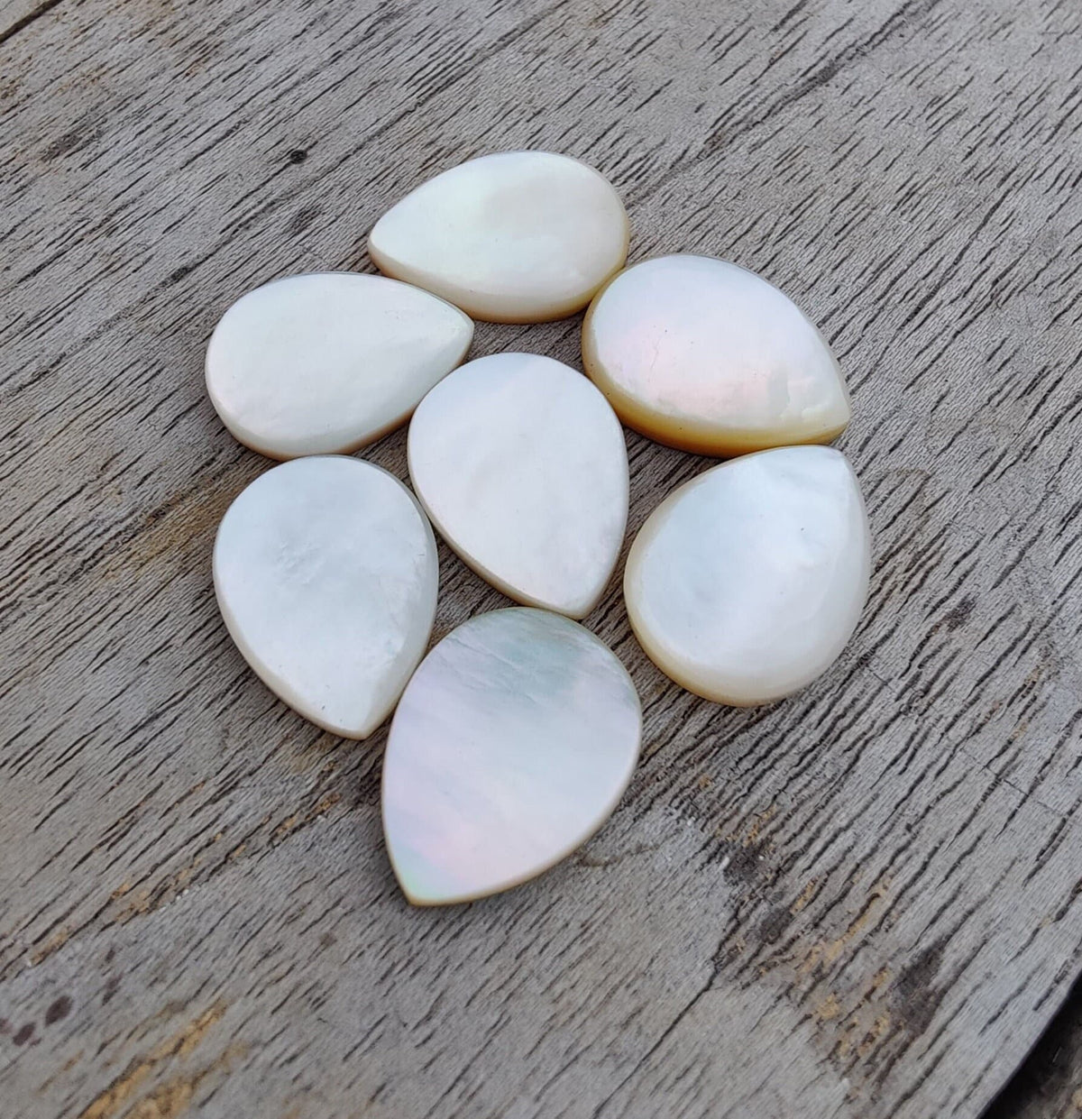 Natural Mother of Pearl Pear Shape Cabochon Flat Back Calibrated Teardrop Shape AAA+ Quality Wholesale Gemstones, All Sizes Available