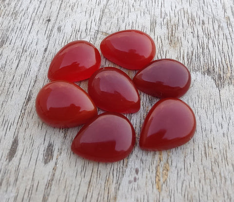 AAA+ Quality Natural Red Onyx Pear Shape Cabochon Flat Back Calibrated Teardrop Shape Wholesale Gemstones, All Sizes Available