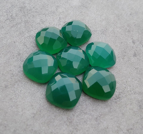 AAA+ Quality Natural Green Onyx Square Cushion Shape Checker Cut Flat Back Calibrated Wholesale Gemstones, All Sizes Available