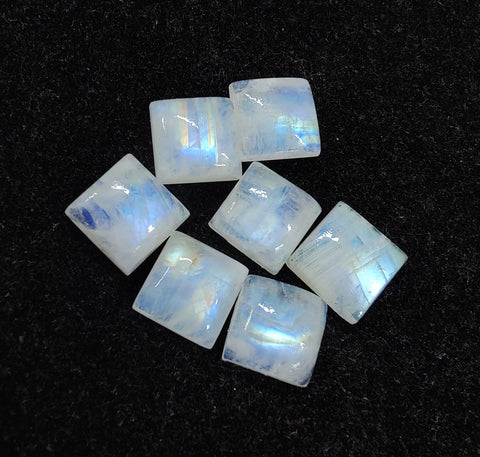 Natural Rainbow Moonstone Square Shape Cabochon Flat Back AAA+ Quality Calibrated Wholesale Gemstones, All Sizes Available