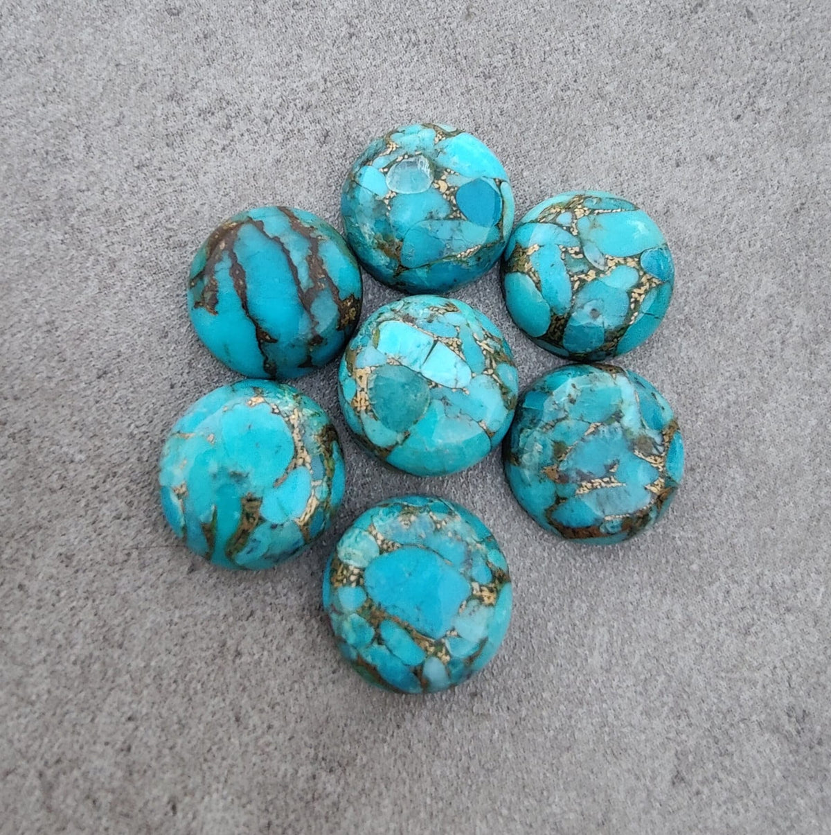 AAA+ Quality Natural Blue Copper Turquoise Round Shape Cabochon Flat Back Calibrated Wholesale Gemstones, All Sizes Available