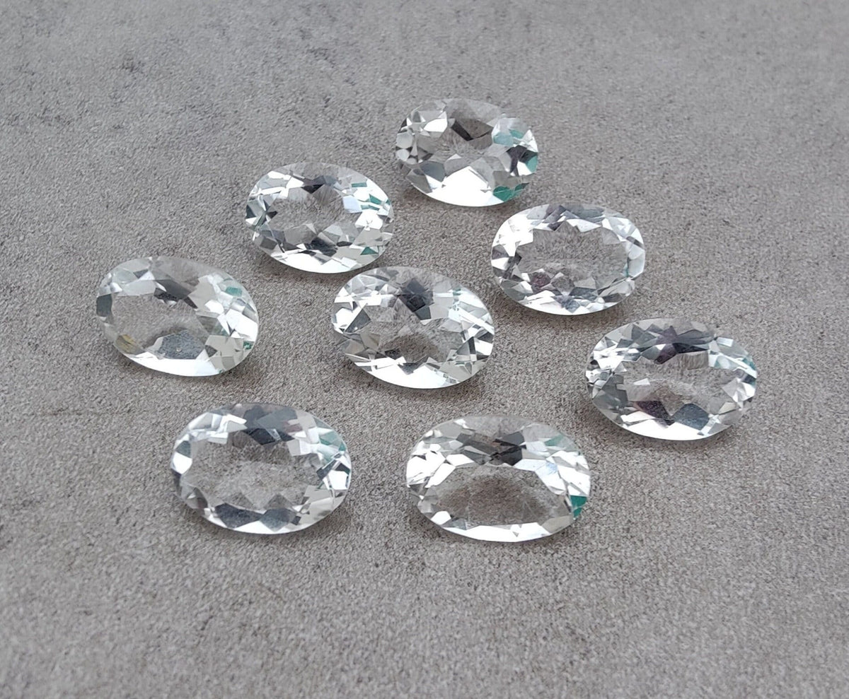 AAA+ Quality Natural Crystal Quartz Oval Shape Faceted Cut Calibrated Wholesale Gemstones, All Sizes Available