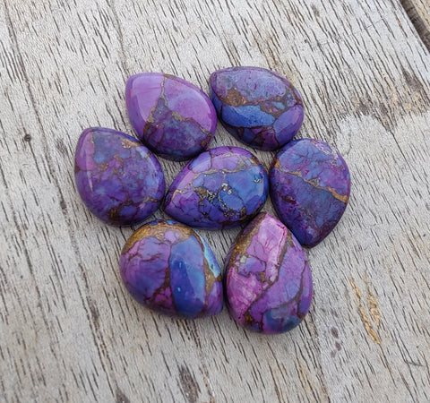 Natural Purple Copper Turquoise Teardrop Shape Cabochon Flat Back Calibrated Pear Shape Wholesale Gemstones, All Sizes Available