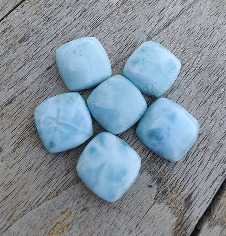 Natural Larimar Square Cushion Shape Cabochon Flat Back Calibrated High Quality Wholesale Gemstones, Custom Sizes Available