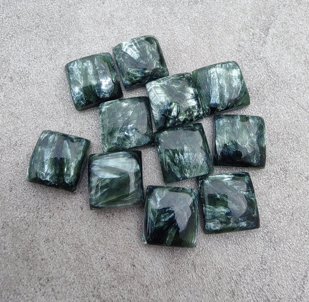 AAA+ Quality Natural Seraphinite Square Shape Cabochon Flat Back Calibrated Wholesale Gemstones, All Sizes Available