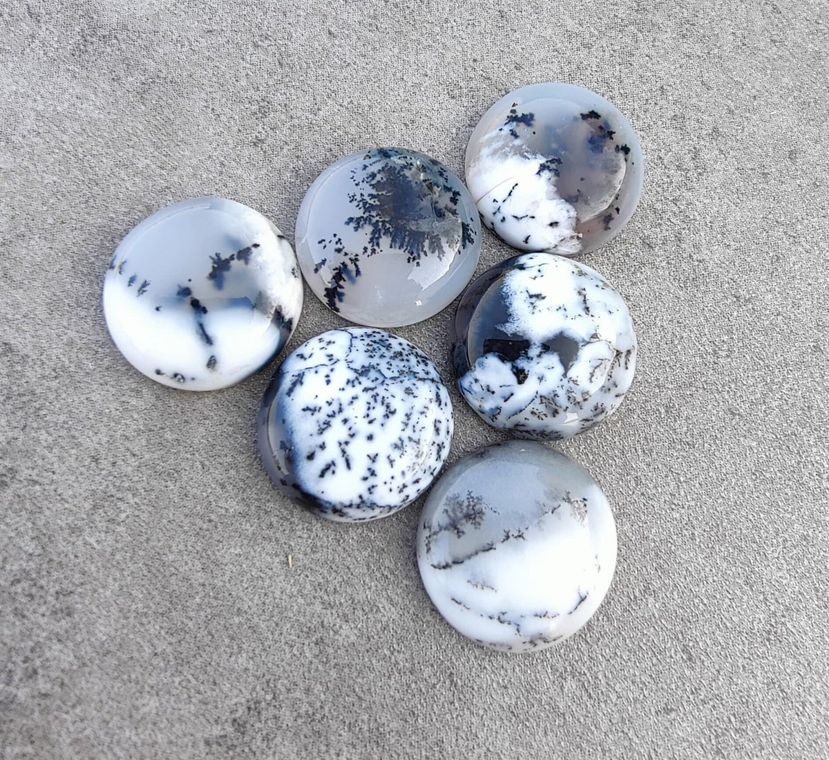 AAA+ Quality Natural Dendritic Agate Round Shape Cabochon Flat Back Calibrated Wholesale Gemstones, All Sizes Available