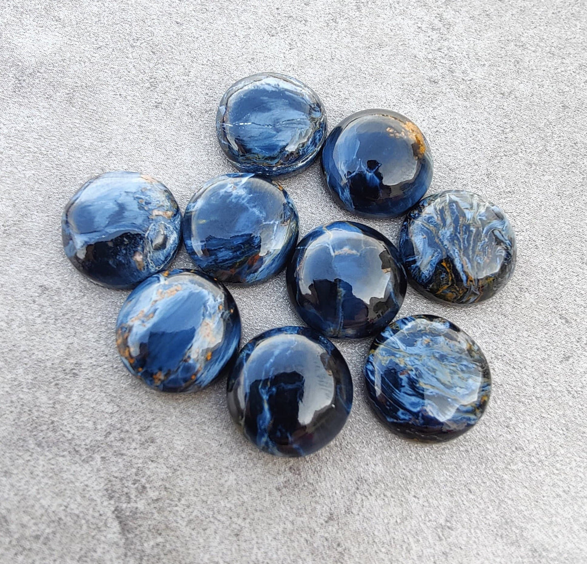 Top Grade Natural Pietersite Round Shape Cabochon Flat Back Calibrated Wholesale Gemstones, All Sizes Available