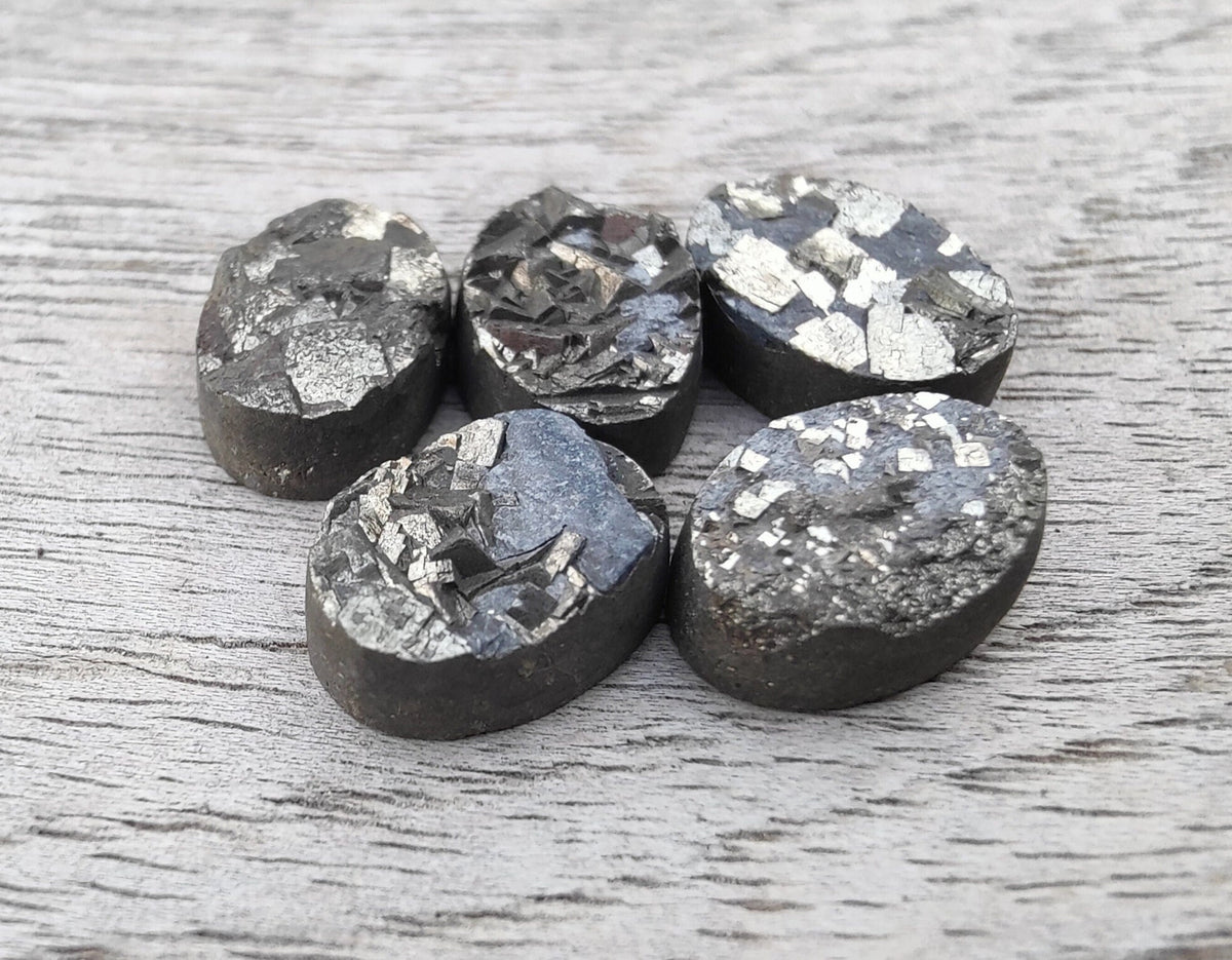 Top Quality Natural Pyrite Druzy Oval Shape Rough Flat Back Calibrated Wholesale Gemstones, All Sizes Available