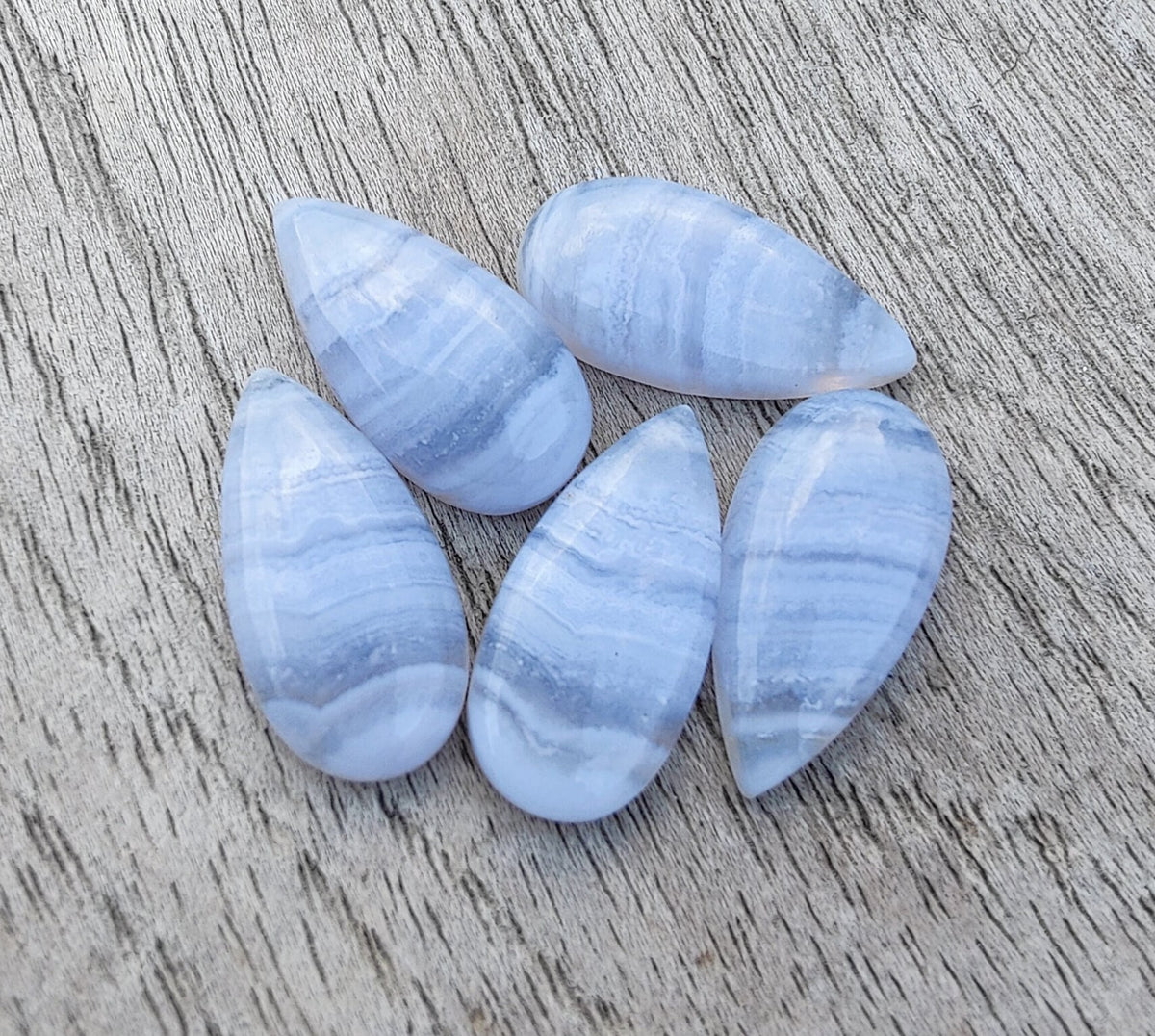 AAA+ Quality Natural Blue Lace Agate Big Teardrop Shape Cabochon Flat Back Calibrated Pear Shape Gemstones, All Sizes Available