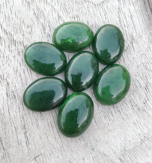 AAA+ Quality Natural Nephrite Jade Oval Shape Cabochon Flat Back Calibrated Wholesale Gemstones, All Sizes Available