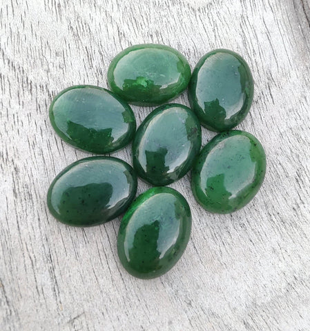 AAA+ Quality Natural Nephrite Jade Oval Shape Cabochon Flat Back Calibrated Wholesale Gemstones, All Sizes Available