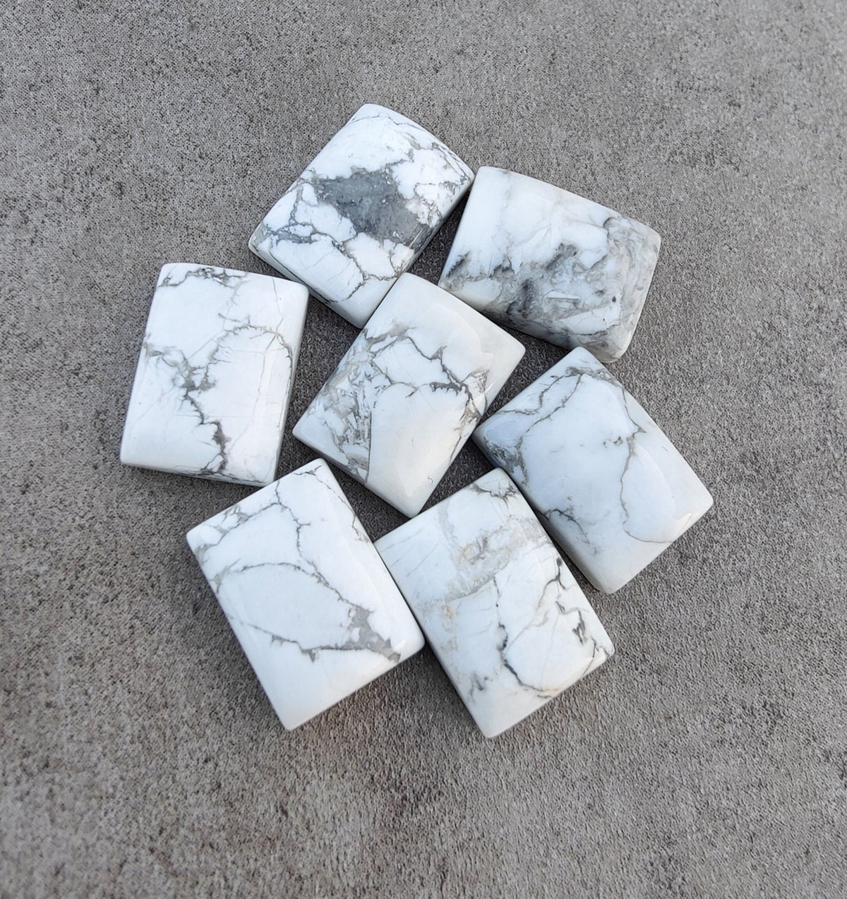 Natural Howlite Rectangle Shape Cabochon AAA+ Quality Flat Back Calibrated Wholesale Gemstones, All Sizes Available