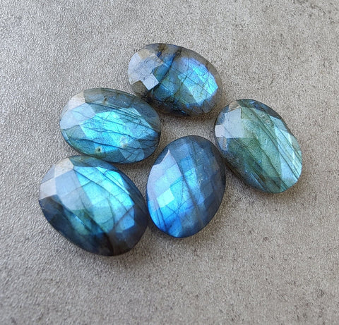 AAA+ Quality Natural Labradorite Oval Shape Briolette Checker Cut Calibrated Wholesale Gemstones, All Sizes Available