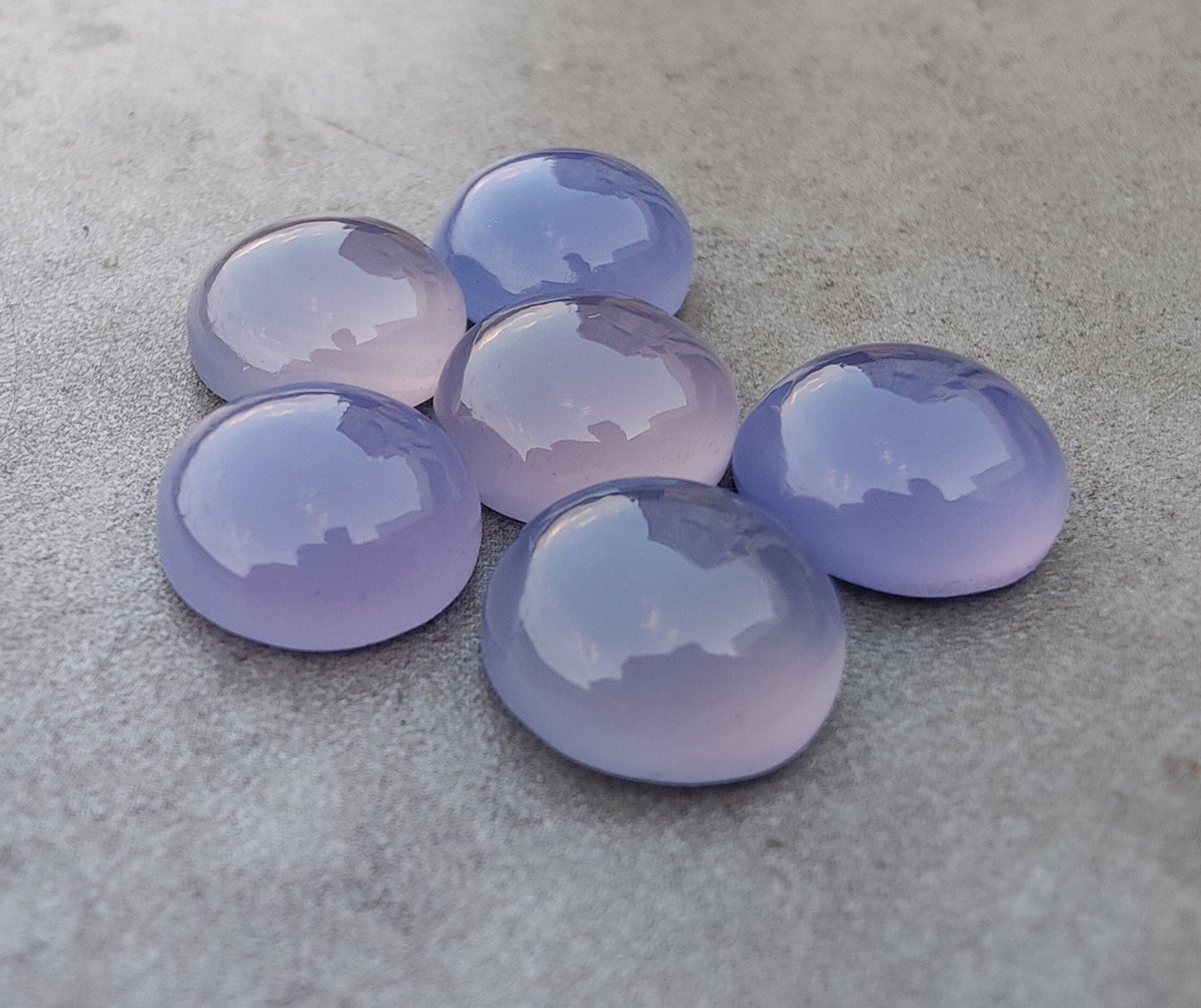 AAA+ Quality Natural Lavender Chalcedony Round Shape Cabochon Flat Back Calibrated Wholesale Gemstones, All Sizes Available