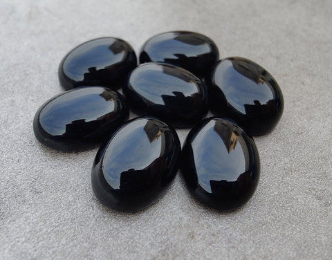 AAA+ Quality Natural Black Onyx Oval Shape Cabochon Flat Back Calibrated Wholesale Gemstones, All Sizes Available