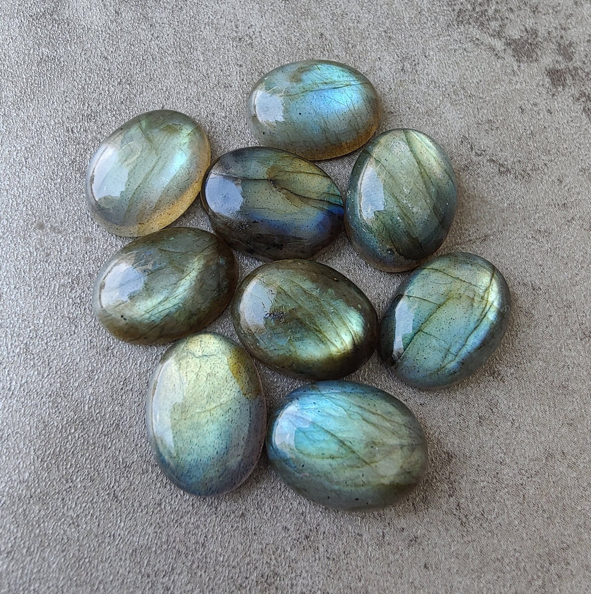 AAA+ Quality Natural Multi Shade Labradorite Oval Shape Cabochon Flat Back Calibrated Wholesale Gemstones, All Sizes Available