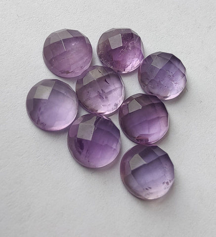 AAA+ Quality Natural Amethyst Round Shape Rose Cut Flat Back Calibrated Wholesale Gemstones, Custom Sizes Available