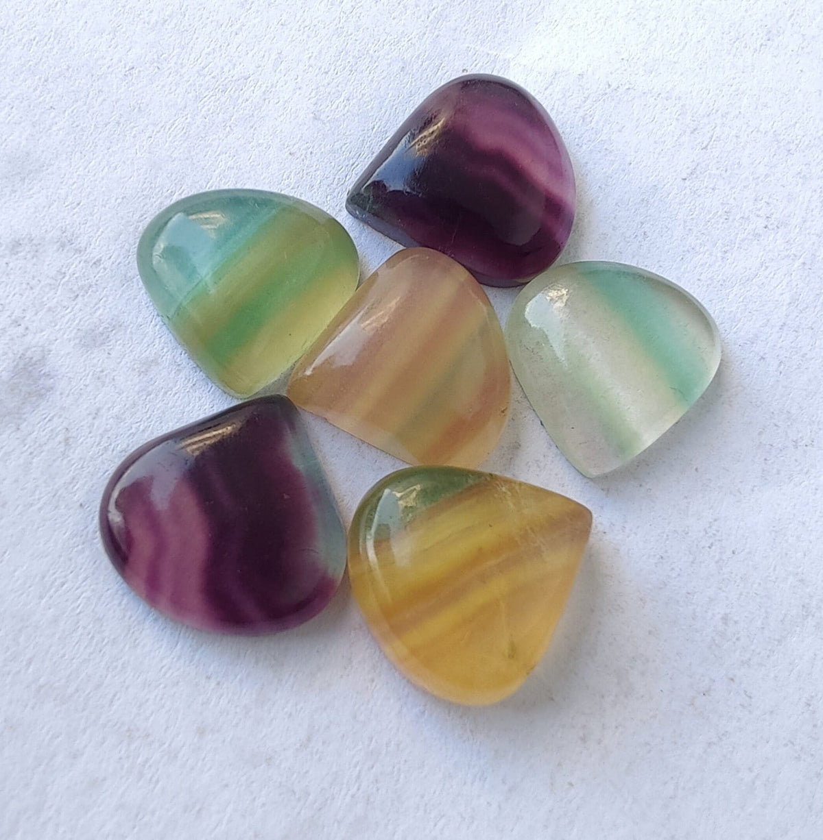 Natural Fluorite Heart Shape Cabochon Flat Back Calibrated AAA Quality Wholesale Gemstones, All Sizes Available