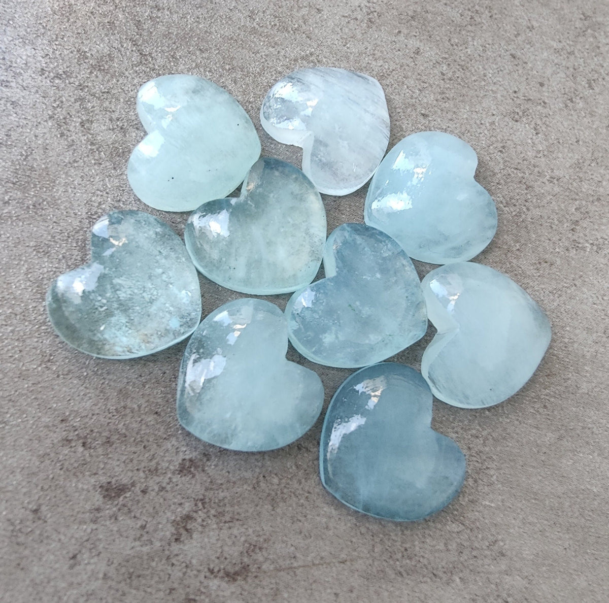 Natural Aqua Milky Heart Shape Cabochon Flat Back AAA+ Quality Calibrated Wholesale Gemstones, All Sizes Available