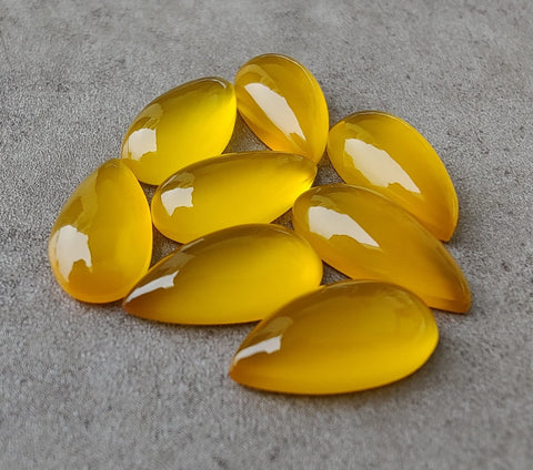 AAA+ Quality Natural Mango Chalcedony Big Pear Shape Cabochon Flat Back Calibrated Teardrop Shape Gemstones, All Sizes Available