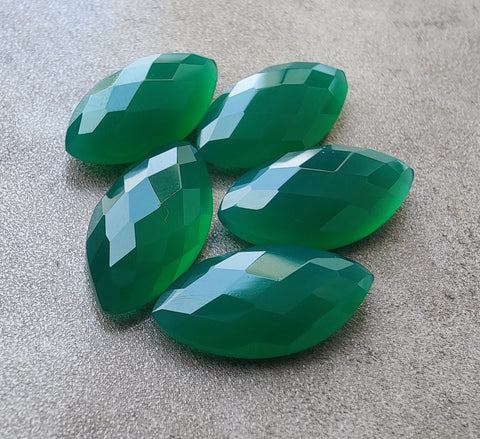 AAA+ Quality Natural Green Onyx Marquise Shape Checker Cut Flat Back Calibrated Wholesale Gemstones, All Sizes Available