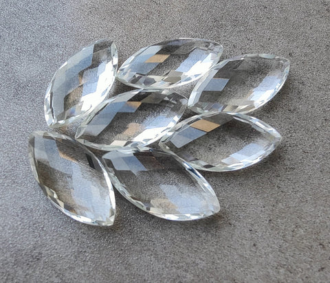 AAA+ Quality Natural Crystal Quartz Marquise Shape Briolette Checker Cut Calibrated Wholesale Gemstones, All Sizes Available