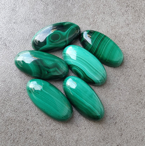 AAA+ Quality Natural Malachite Big Oval Shape Cabochon Flat Back Calibrated Wholesale Gemstones, All Sizes Available