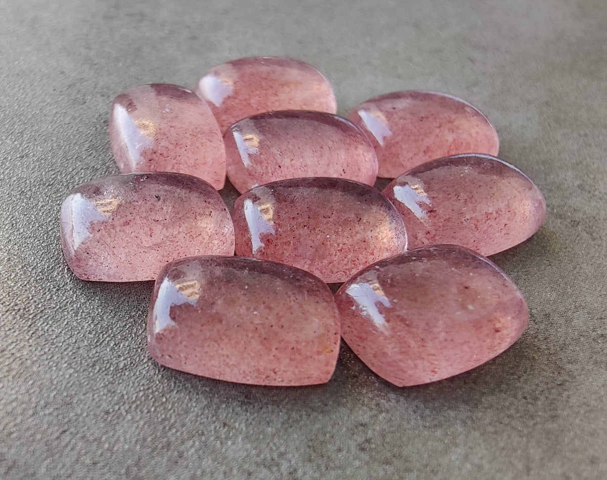 Natural Strawberry Quartz Rectangle Cushion Shape Cabochon Flat Back Calibrated AAA+ Quality Wholesale Gemstones, All Sizes Available