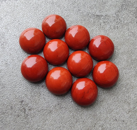 AAA+ Quality Natural Red Jasper Round Shape Cabochon Flat Back Calibrated Wholesale Gemstones, All Sizes Available