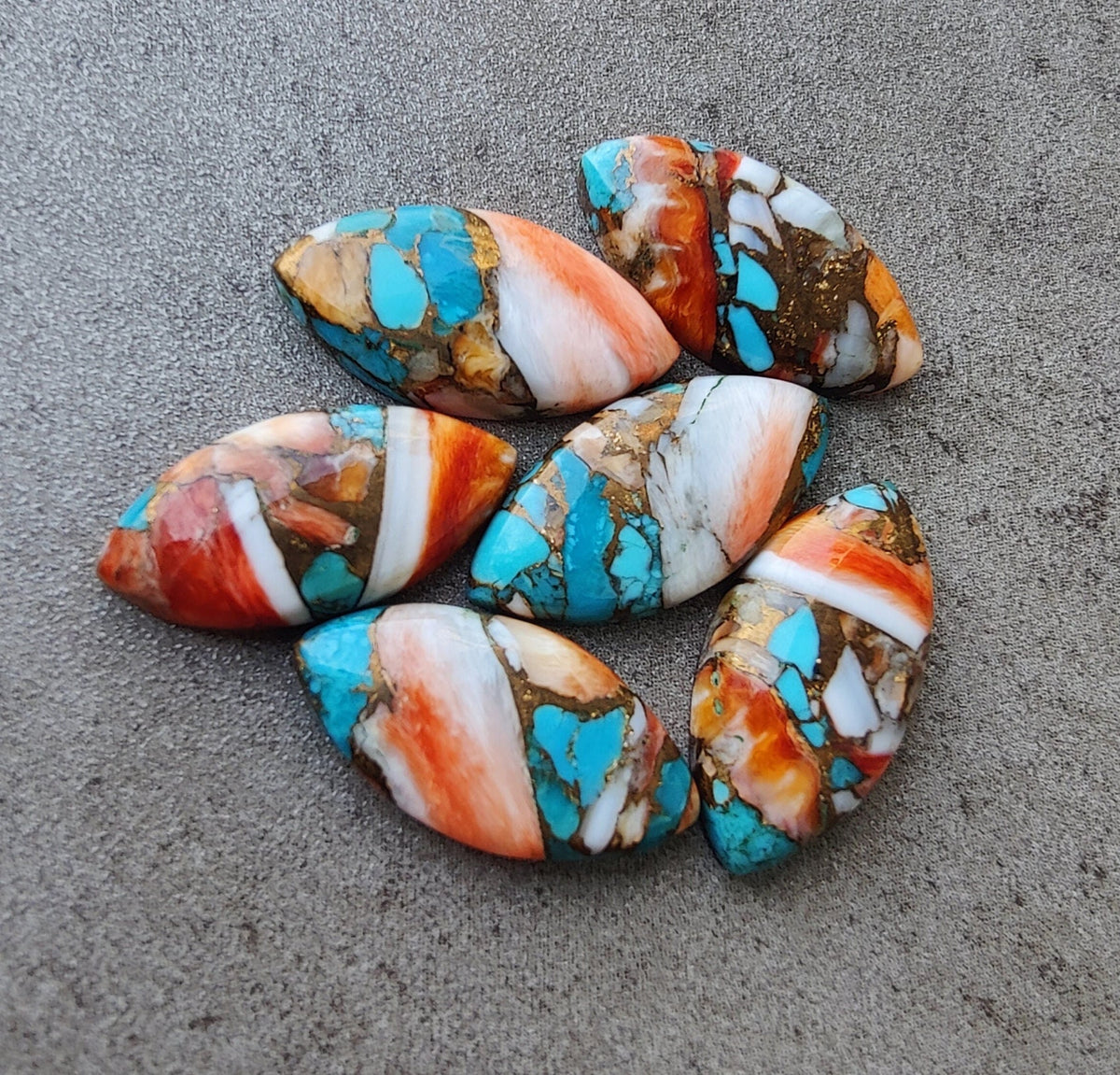 Natural Spiny Oyster Turquoise Marquise Shape Cabochon Flat Back Calibrated AAA+ Quality Wholesale Gemstones, All Sizes Available