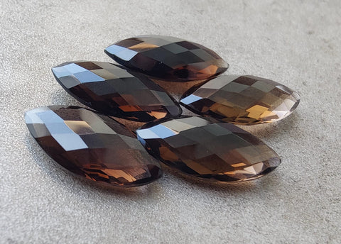 AAA+ Quality Natural Smoky Quartz Marquise Shape Briolette Checker Cut Calibrated Wholesale Gemstones, All Sizes Available