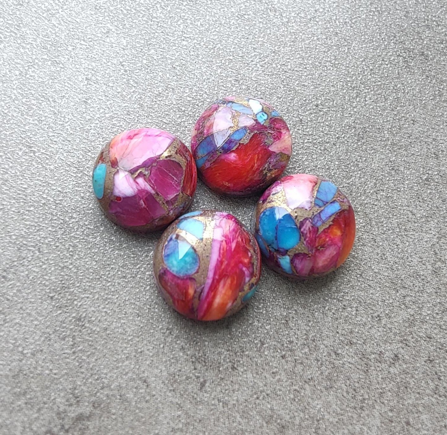 AAA+ QUALITY NATURAL PINK SPINY OYSTER ROUND SHAPE CABOCHON FLAT BACK CALIBRATED GEMSTONES, ALL SIZES AVAILABLE
