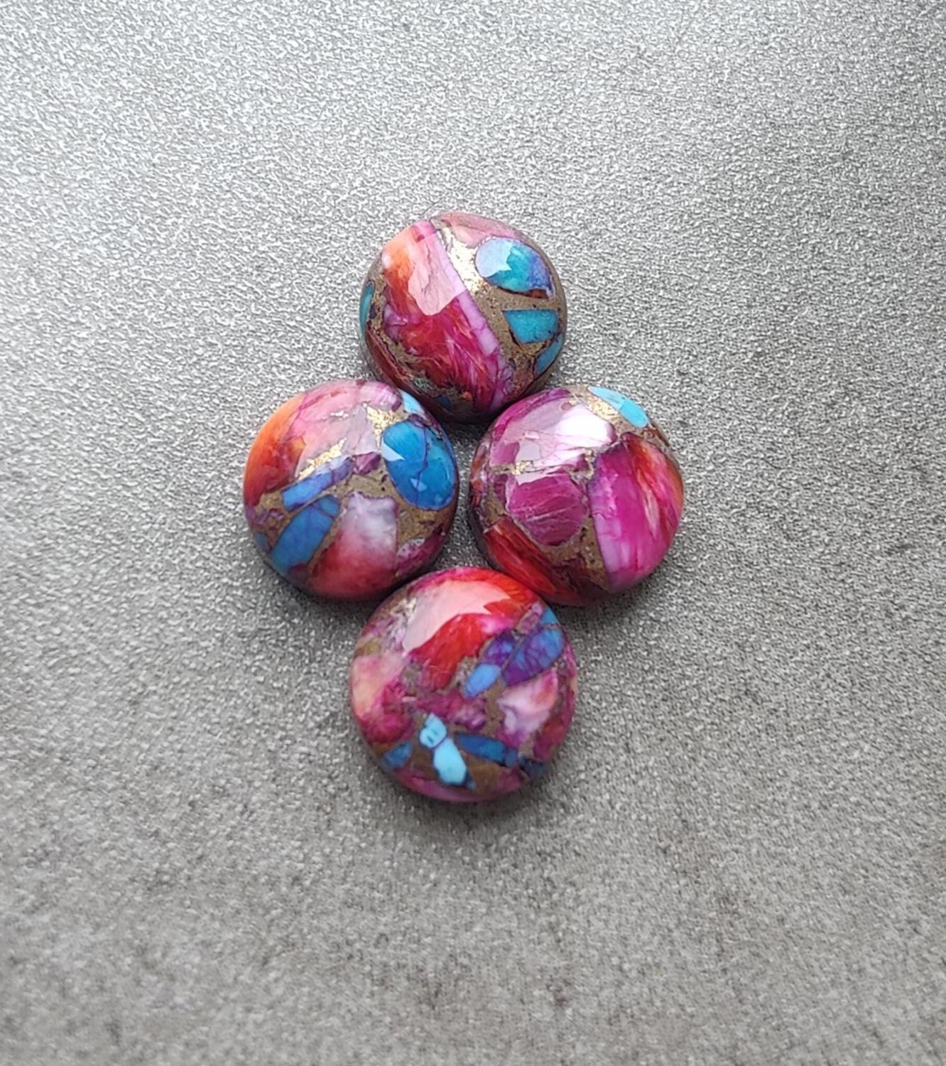 AAA+ QUALITY NATURAL PINK SPINY OYSTER ROUND SHAPE CABOCHON FLAT BACK CALIBRATED GEMSTONES, ALL SIZES AVAILABLE