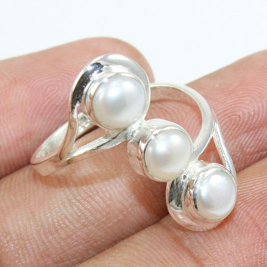 925 SOLID STERLING SILVER NATURAL Mother of Pearl GEMSTONES HANDMADE RING, ALL SIZES AVAILABLE