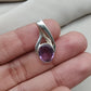925 SOLID STERLING SILVER NATURAL AMETHYST GEMSTONE OVAL FACETED CUT SHAPE HANDMADE PENDANT