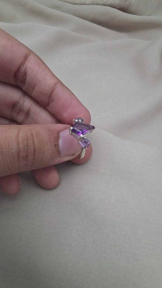 925 SOLID STERLING SILVER NATURAL AMETHYST GEMSTONE HANDMADE RING, ALL SIZES AVAILABLE