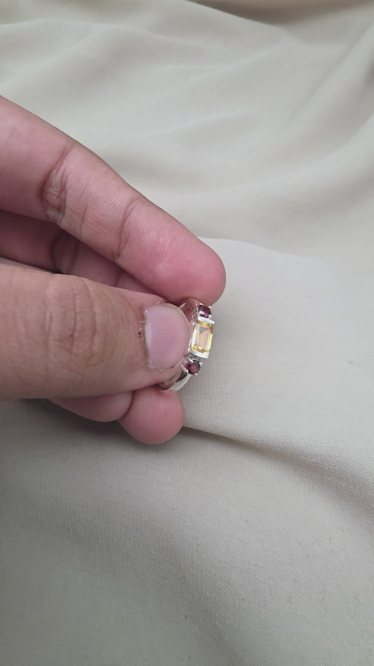 925 SOLID STERLING SILVER NATURAL CITRINE GEMSTONE HANDMADE RING, GARNET WEDDING RING ALL SIZES AVAILABLE