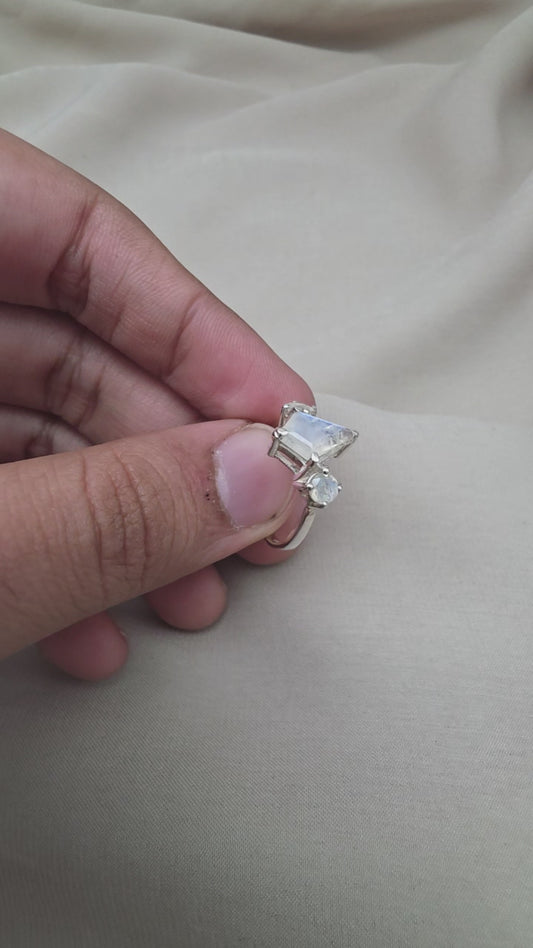 925 SOLID STERLING SILVER NATURAL MOONSTONE GEMSTONE HANDMADE RING, ALL SIZES AVAILABLE